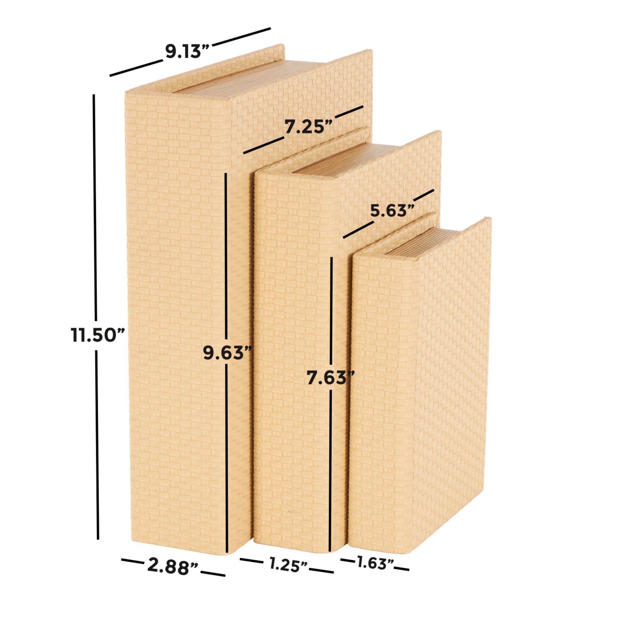 Faux Leather Geometric Woven Grid Book Storage Box Set
